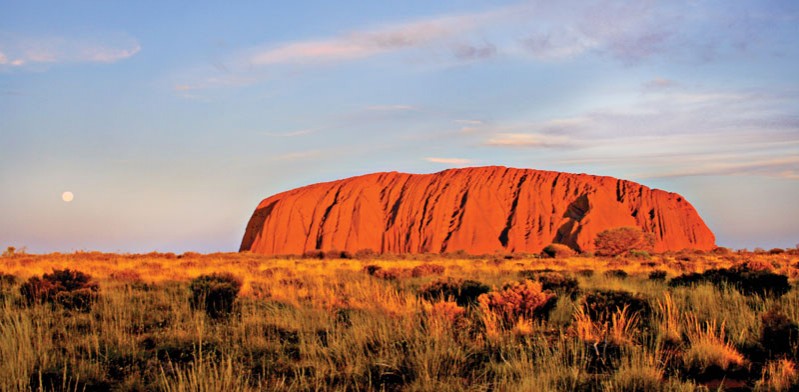 australia's uluru and the moon