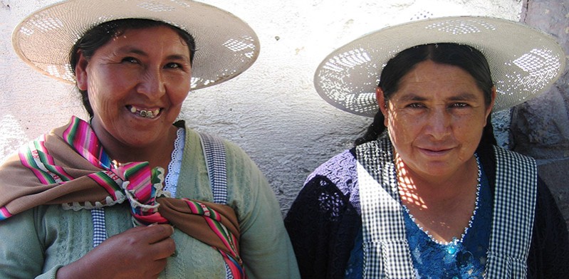 Women at market in Bolivia