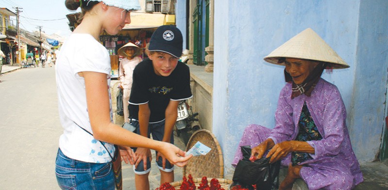 Kids going shopping in Vietnam