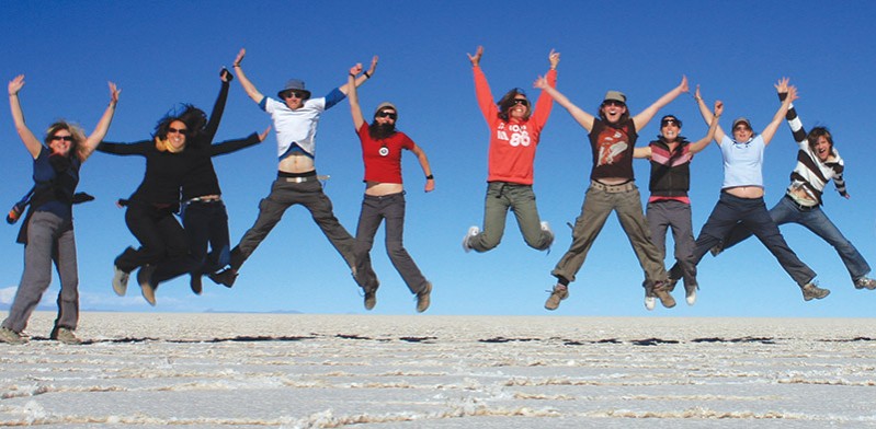 Jumping for joy in Bolivia photo by Moira Schlossberger