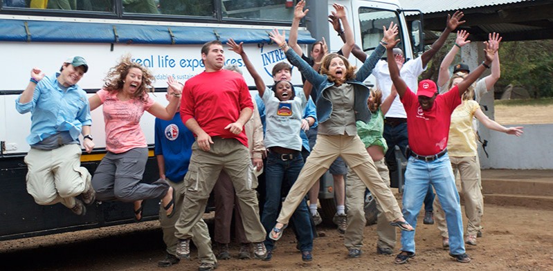 Intrepid Overland Adventure group in Africa