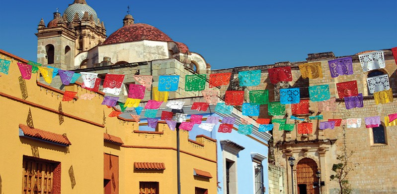 Church flags in Oaxaca Mexico