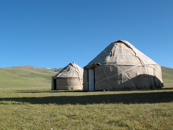 Yurt camp on the bank of Lake Issyk-Kul, Kyrgyzstan