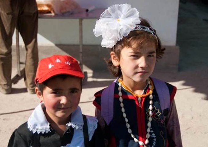 school girls in Central Asia