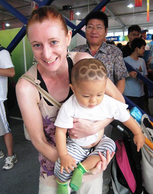 baby with Olympic rings haircut in China