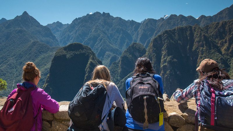 Trekkers at Machu Picchu