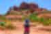 Traveller admiring Cathedral rock on hike in Sedona, Arizona