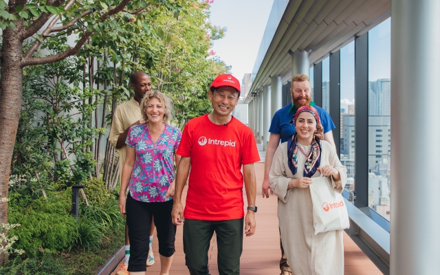 Travelers walking in Japan
