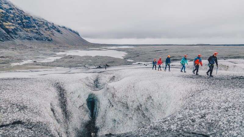 Intrepid Travellers venturing beyond the wall on the Vatnajokull Glacier