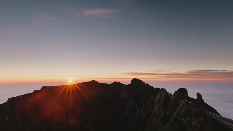 Sunrise over the peaks of Kinabalu. Image Melissa Findley