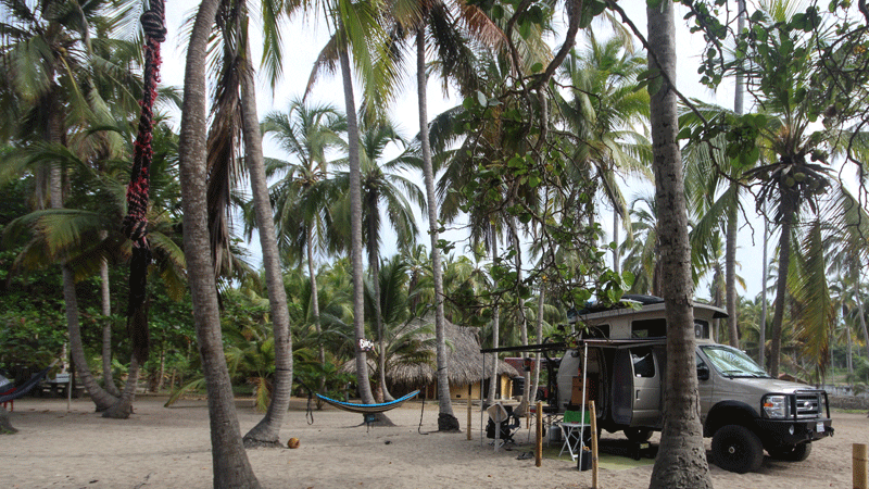 Camped for the week north of Tayrona at Casa Grande Surf; they rents tents and surfboards, Santa Marta, Colombia
