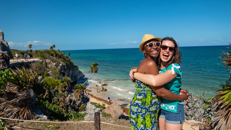 Two female travellers in Tulum