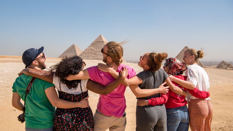 A group of happy travellers in Egypt