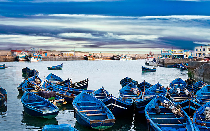 Fishing boats in the port of Essaouira, Morocco