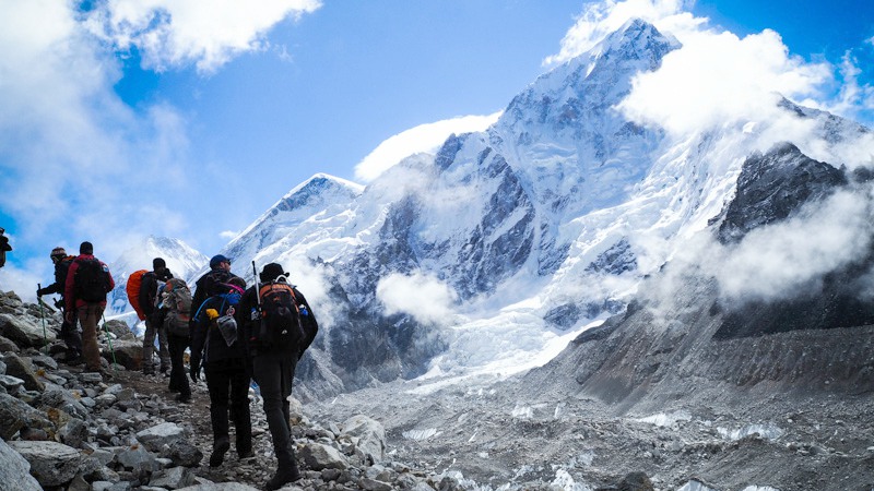 Trekkers in the Himalayas