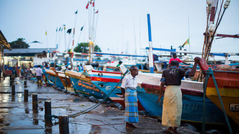 Fishermen at the dock. 