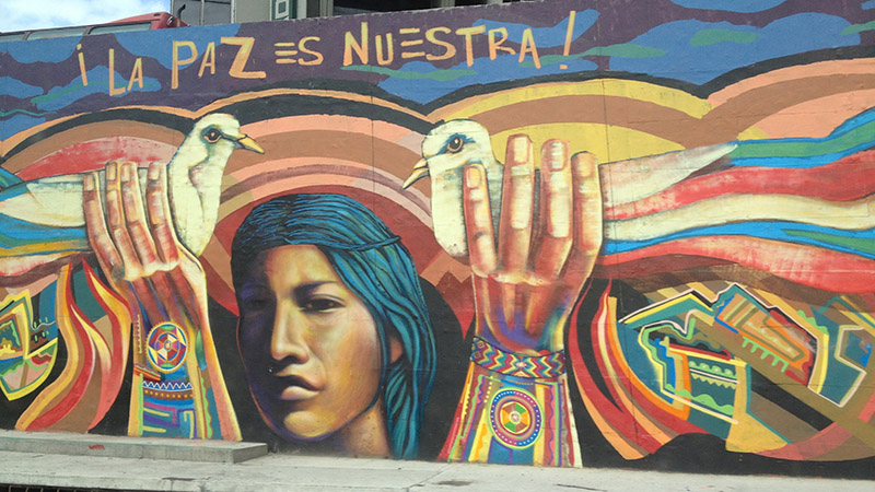 peaceful street art in South America 