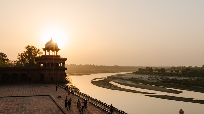 The weather can be hot at the Taj Mahal in India