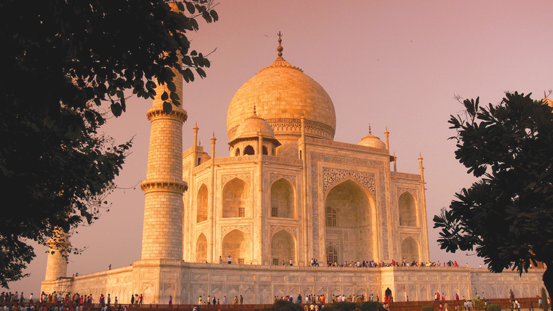 The Taj Mahal at sunset