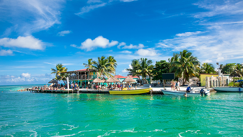 A scenic view of a busy port in Belize