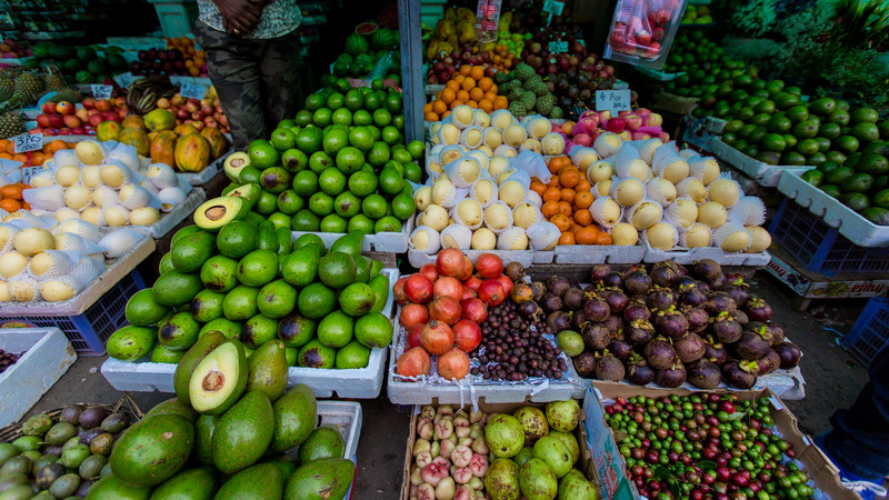 Colourful fruit and vegetables in a Sri Lankan market