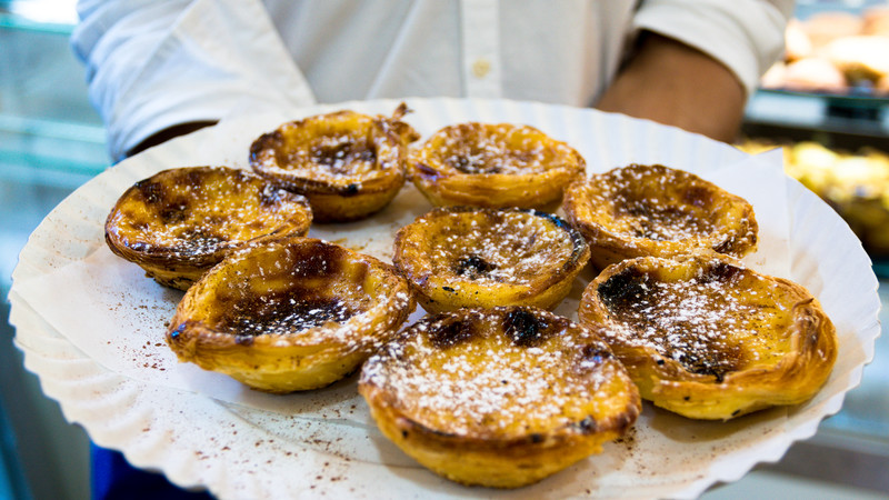 A plate of Portuguese tarts in Lisbon. 