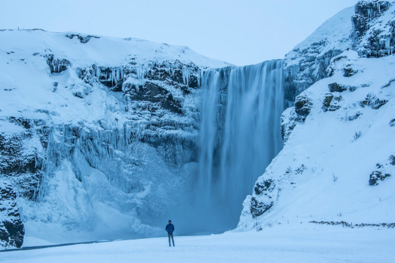 Iceland winter Seljalandfoss waterfall