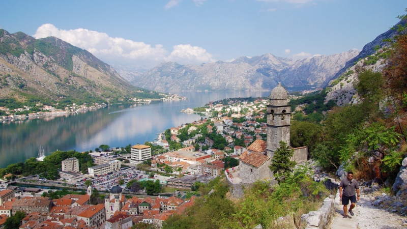 View from the path to Sveti Ivan Fortress in Kotor