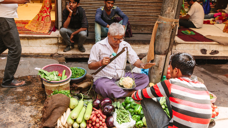 Street seller in Delhi, India