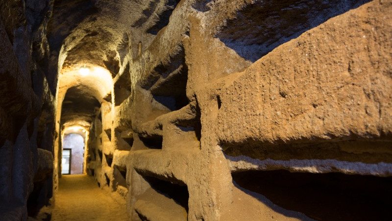 A dark underground passageway in Rome