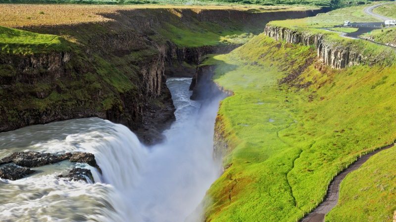 Gullfoss Falls during the summer months