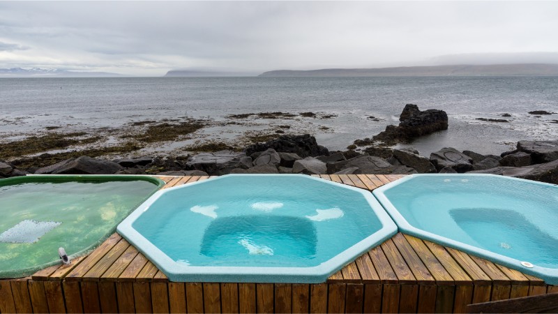 Thermal pools at Drangsnes, Iceland