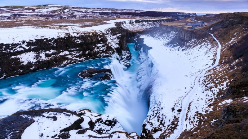 Gullfoss Waterfall in winter