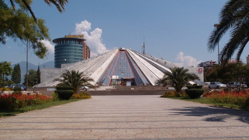 Pyramid-shaped building in Tirana, Albania