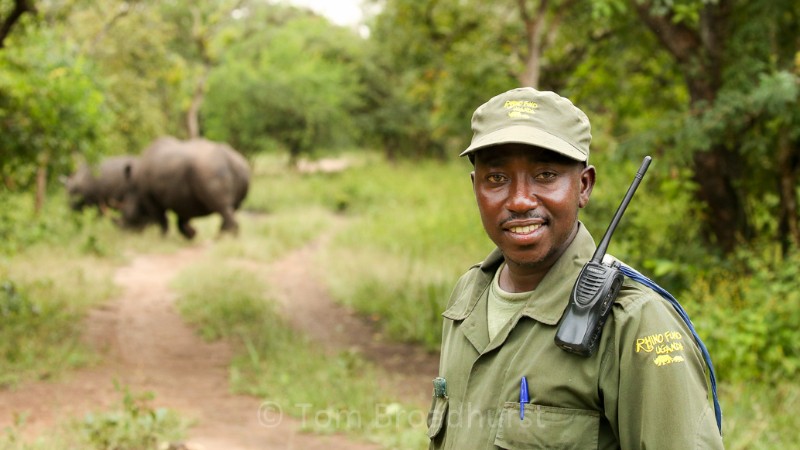 Guide Robert and a rhinoceros