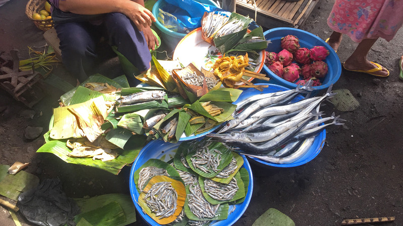 Plates of fish in Lombok