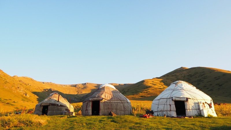 Three yurts near Son Kul