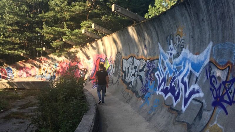 balkans sarajevo olympic bobsled track graffiti 