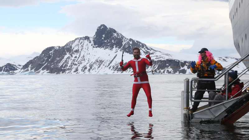 A man in a santa costume