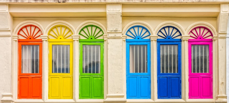 Rainbow-coloured doors in Phuket