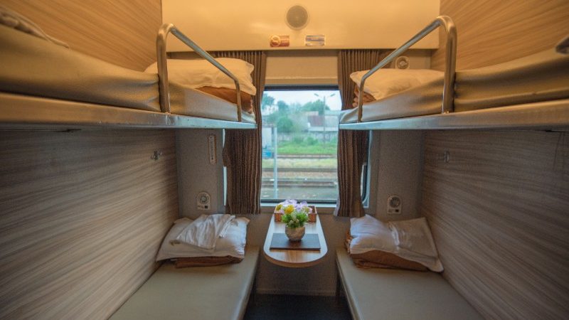 A typical cabin on the overnight train in Vietnam