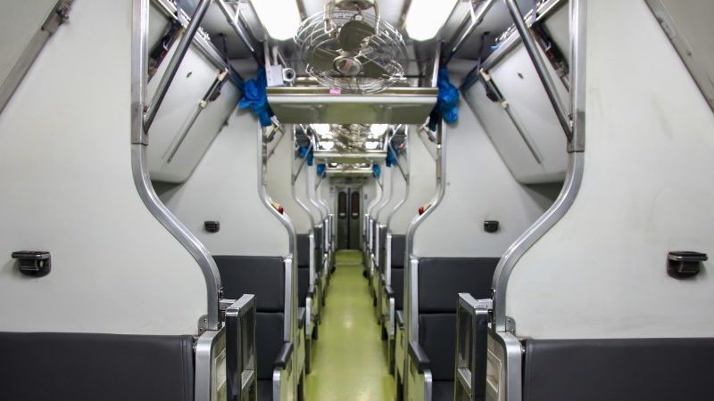 Interior of the overnight train in Thailand