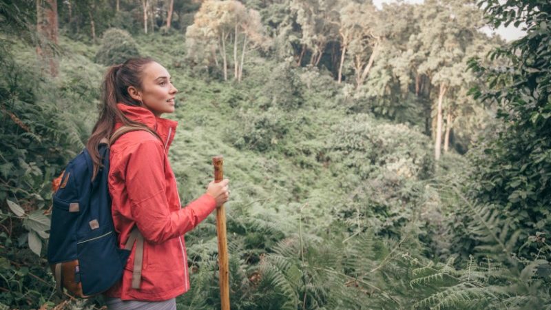 Tayla hiking in Uganda