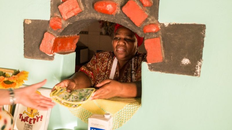 A woman in a kitchen