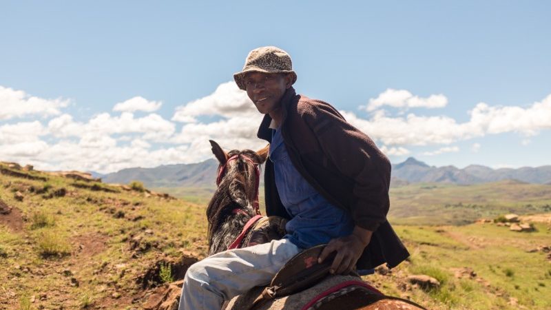 A man horseriding in Lesotho