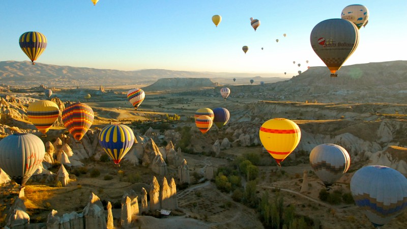 Hot air balloons over Cappadocia, Turkey