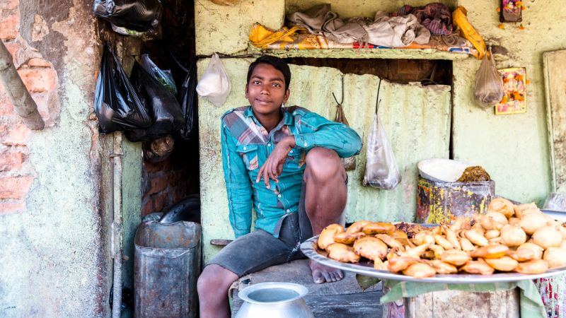 Man selling street food in Kolkata India