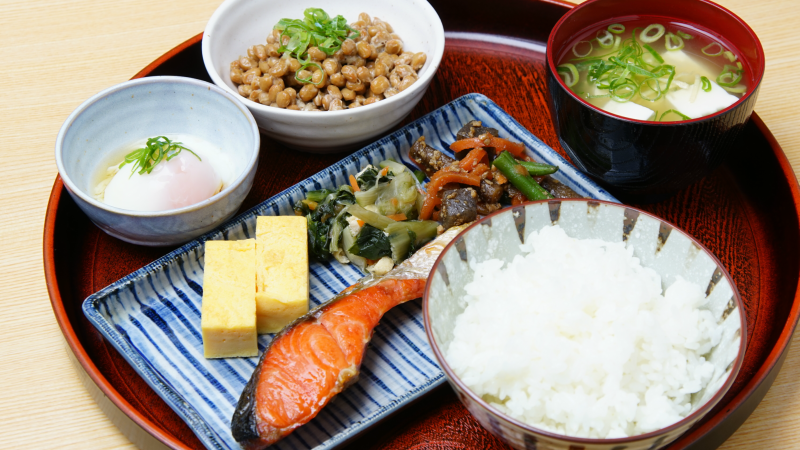 A breakfast meal in Japan