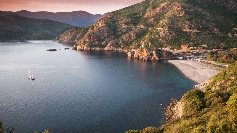 Corsica coastline at dusk