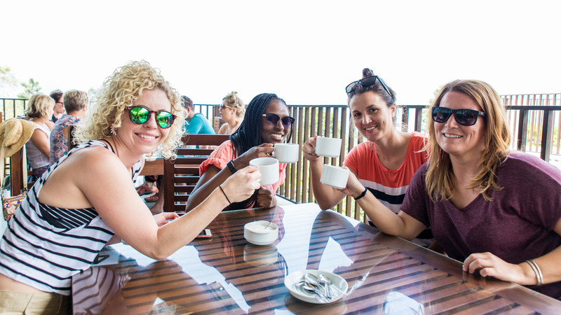 group drinking tea in Sri Lanka